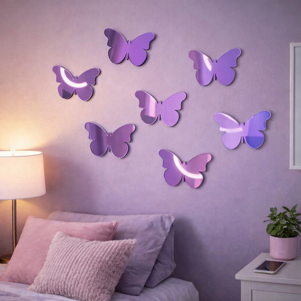 Combo 8 Borboletas 3D Decorativa Para Parede – Decoração Moderna Para Quarto Sala e Festa