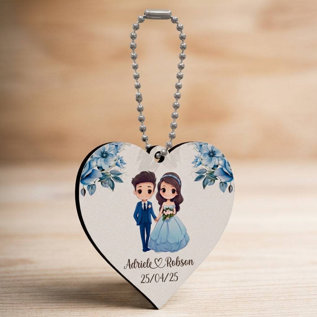 Chaveiro Personalizado Lembrancinha Casamento Noivado MDF Kit Com Nome