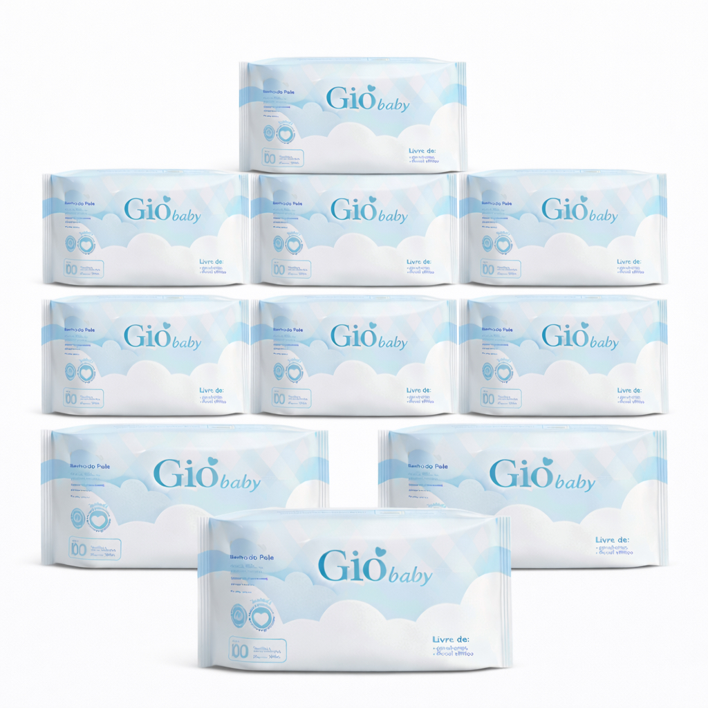 Kit 10 Toalhas Umedecidas Gio Baby 100 Folhas 98% Água em Oferta na Shopee