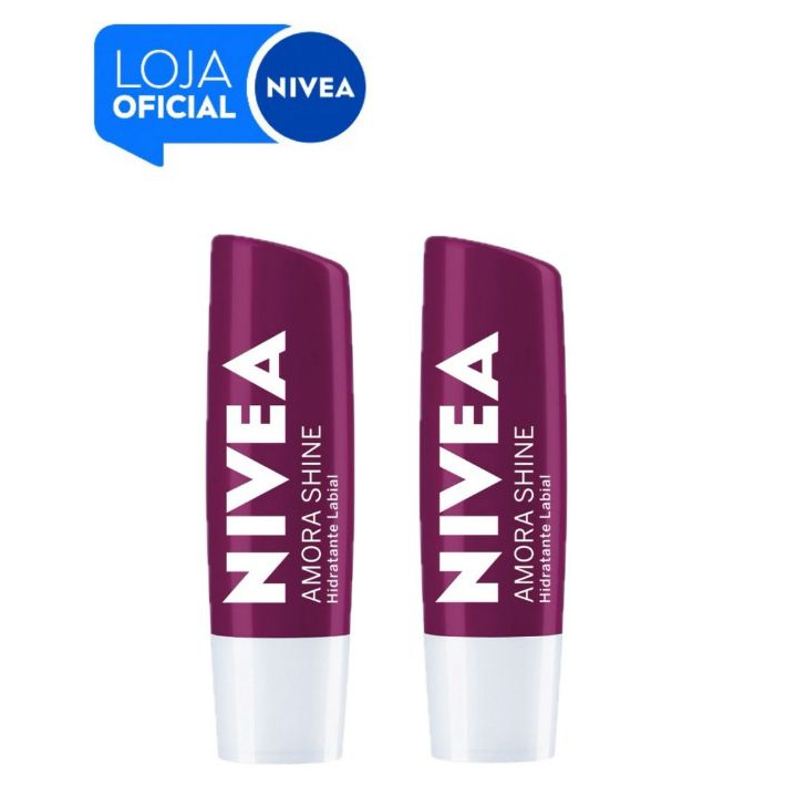 KIT NIVEA Hidratante Labial Amora Shine 4,8g - 2 unidades BBB 26 em Oferta na Shopee