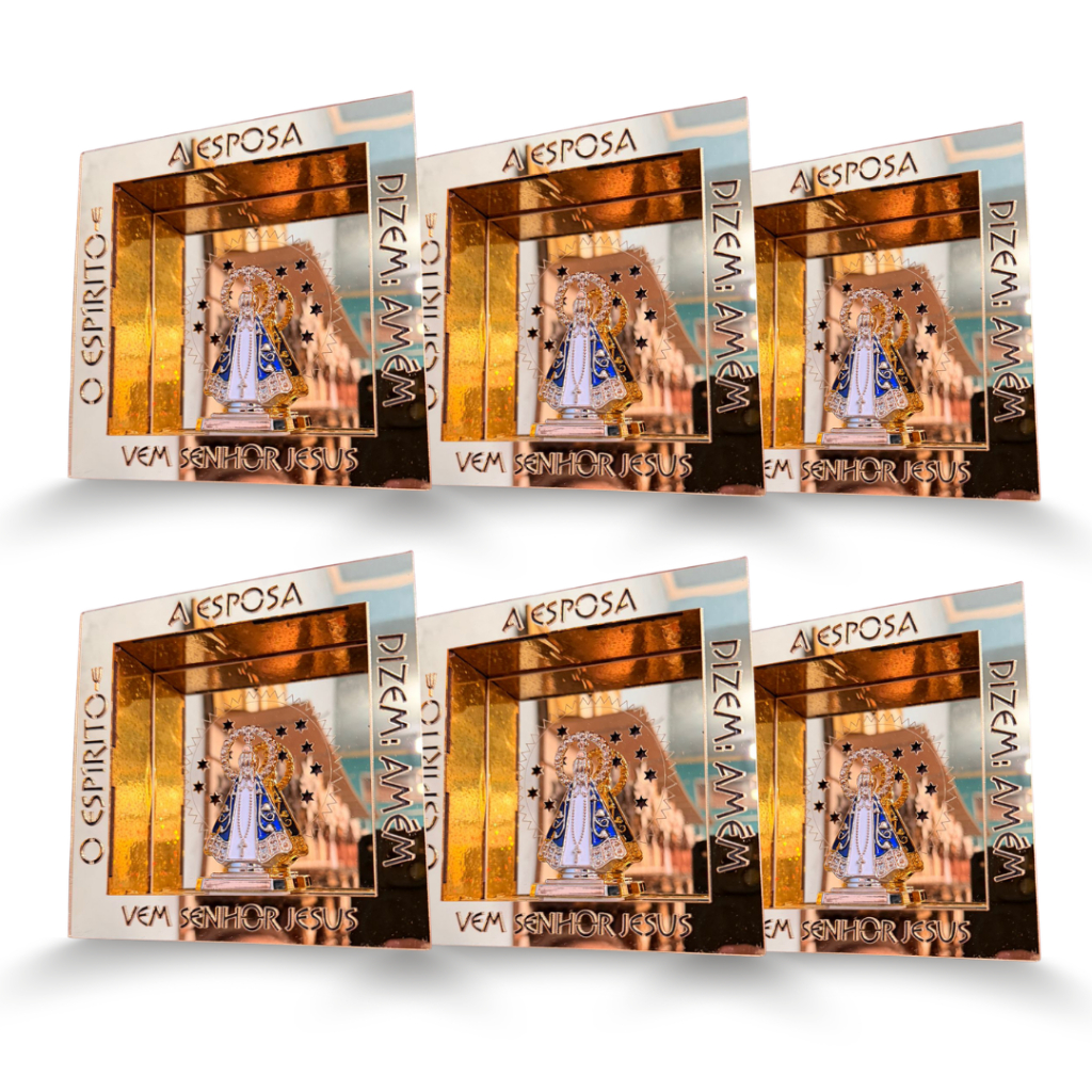 Kit Nicho Espelhado Nossa Senhora Aparecida 16x16 Decorativo | Presente Católico Proteção para Casa – Kit 5 / 10 / 15 Un