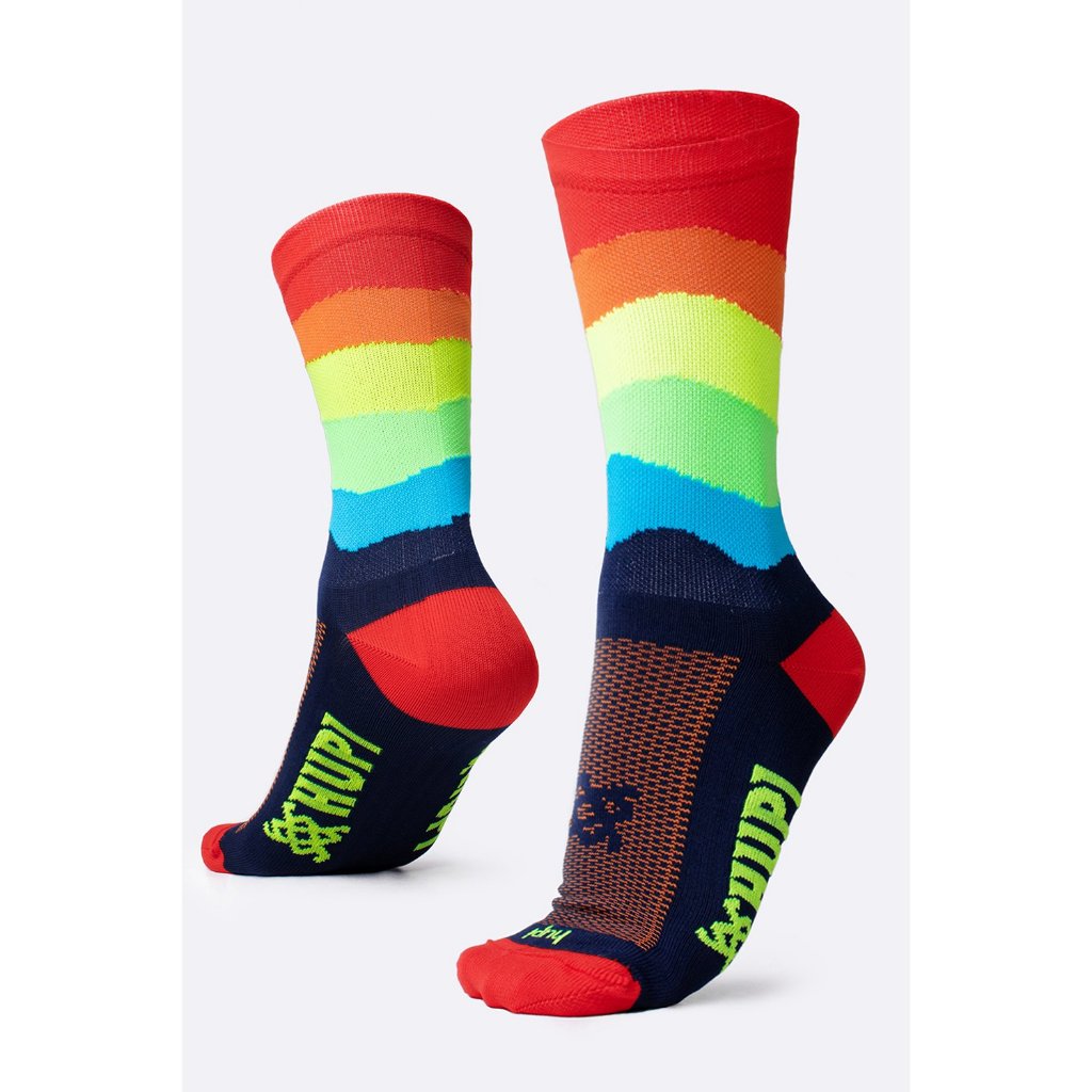 Meia HUPI Multicolor para Corrida e Bike 1 Par Colorida, Tamanho 36-42