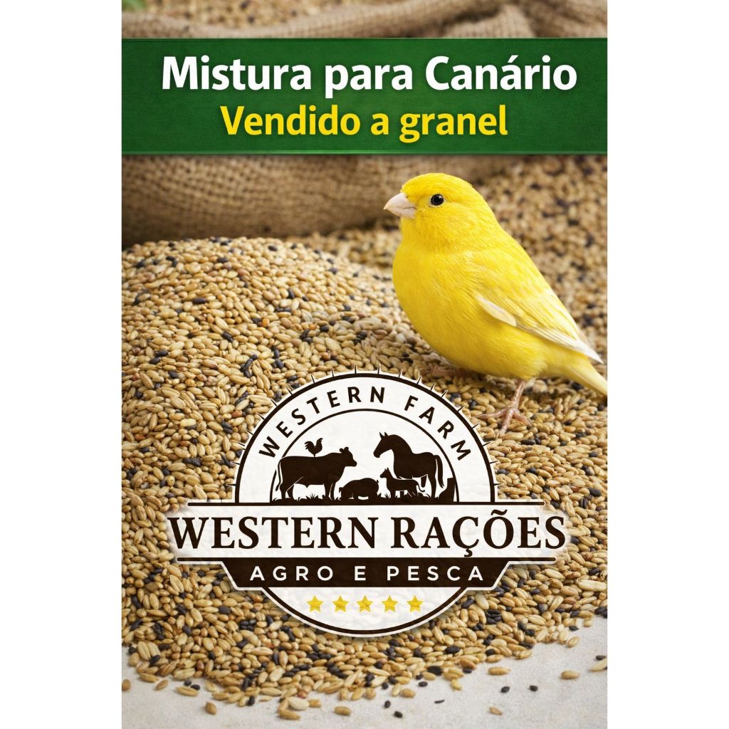 Mistura para Canário, Coleirinha, Bigodinho, Pintassilgo e similares - Alpiste, Painço, Aveia.