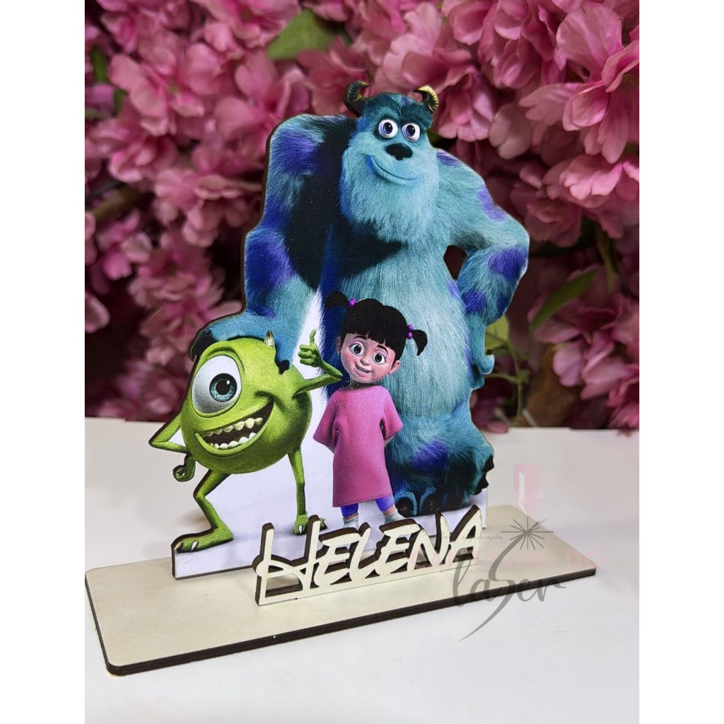 lembrancinha Centro de mesa Monstro S.A  Personalizado com nome para aniversário em MDF adesivado