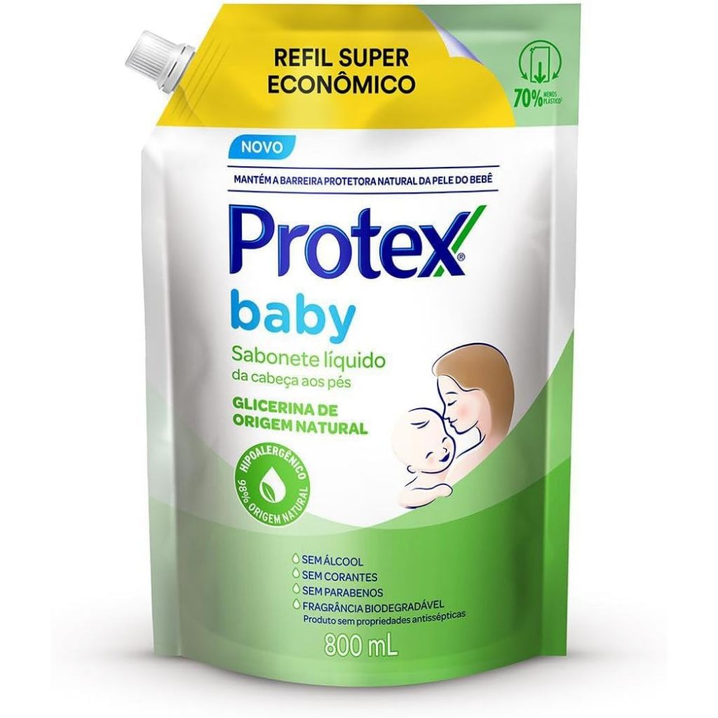 Refil Sabonete Líquido Para Bebês Protex Baby Glicerina Natural 800ml