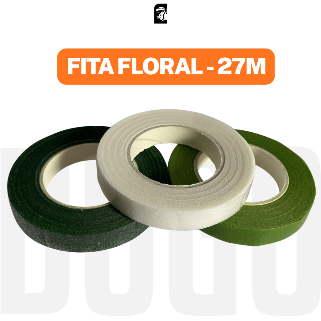 Fita Floral 27m x 1,2cm p/ Flores Artificiais e Artesanato – Verde, Branco