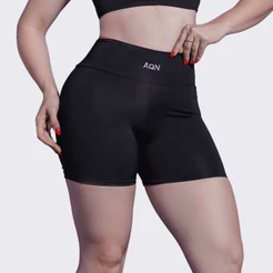 Short Academia Fitness Feminino Preto Empina Bumbum Forrado Zero Transparência AQN SPORT