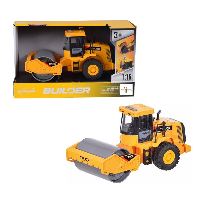 Caminhão Rolo Compactador c/ luz e som a Fricção 1:16 - Brink Center