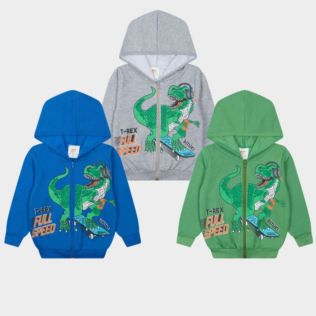 Casaco/ Jaqueta Moletom Bebê Infantil Menino Estampa Dinossauro em Oferta na Shopee