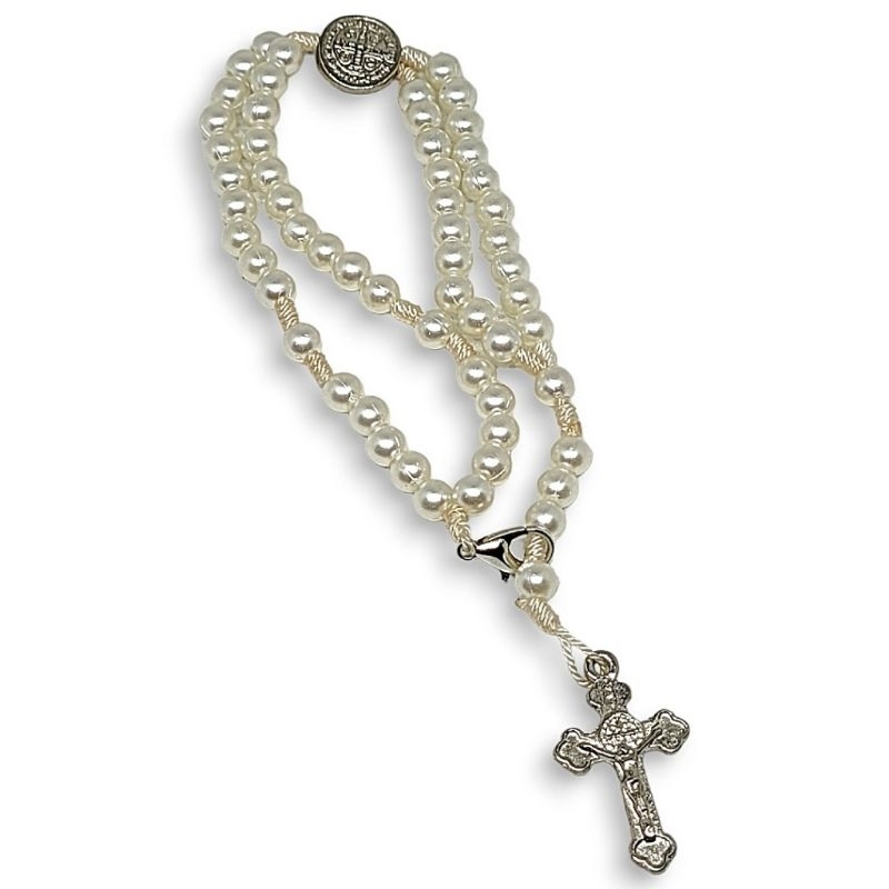 Terço Pulso São Bento Pérola Pulseira Religioso Masculino Feminino