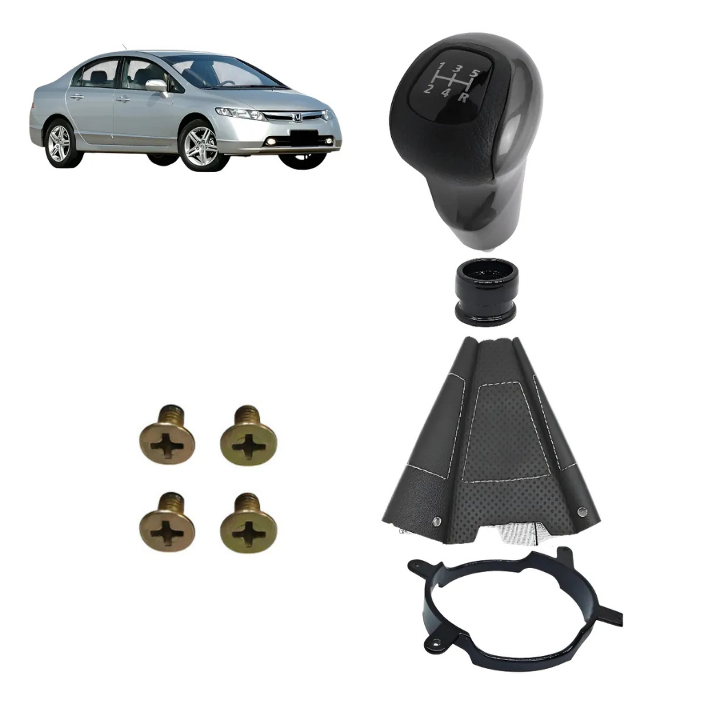 Manopla Com Coifa e Aro câmbio Manual Honda civic Lx 2006 2007 2008 2009 2010 2011