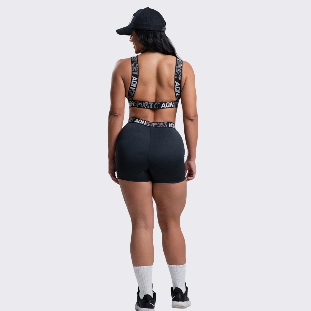 Conjunto Academia Fitness Alça em Elástico Preto Corrida Yoga Zero Transparência Versatily AQN SPORT · foto 2