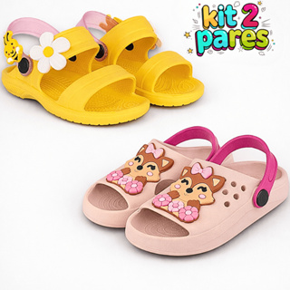 Kit 2 Pares Sandália Slide Papete Menina Infantil Anatômica Leve e Confortável em Oferta na Shopee