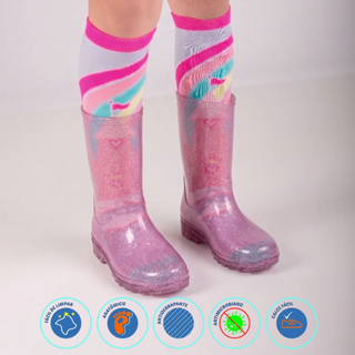 Kit Bota + Meia Galocha Menina Feminina Infantil Impermeável Transparente Meia Colorida Macia Leve em Oferta na Shopee
