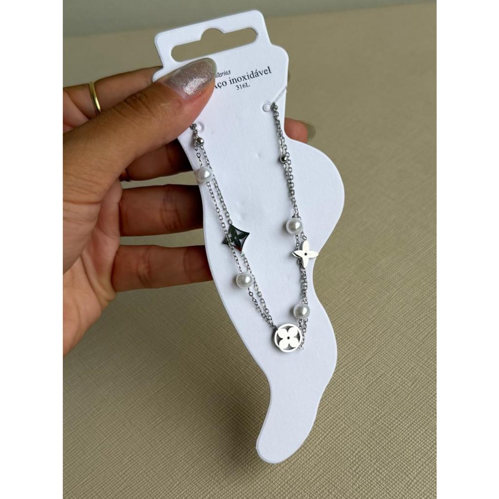 Tornozeleira Feminina em Aço Inoxidável Prata Borboleta Delicada Elegante 2 modelos Tendência Verão