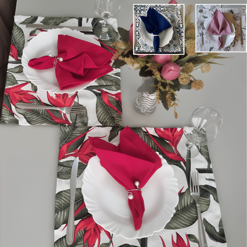 Jogo Americano Mesa Posta 4 peças Jantar Café Almoço 4 Americano 4 Guardanapo 4 Porta Guardanapo