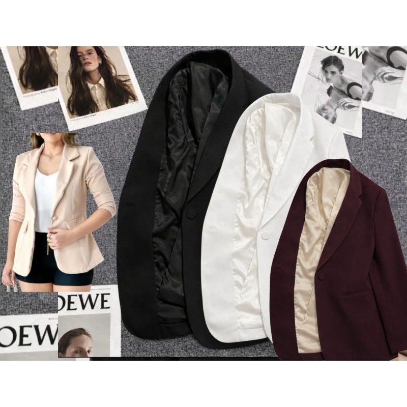 Blazer Feminino Alfaiataria Elegante – Corte Moderno con Forro Premium (Preto, Branco e Vinho)
