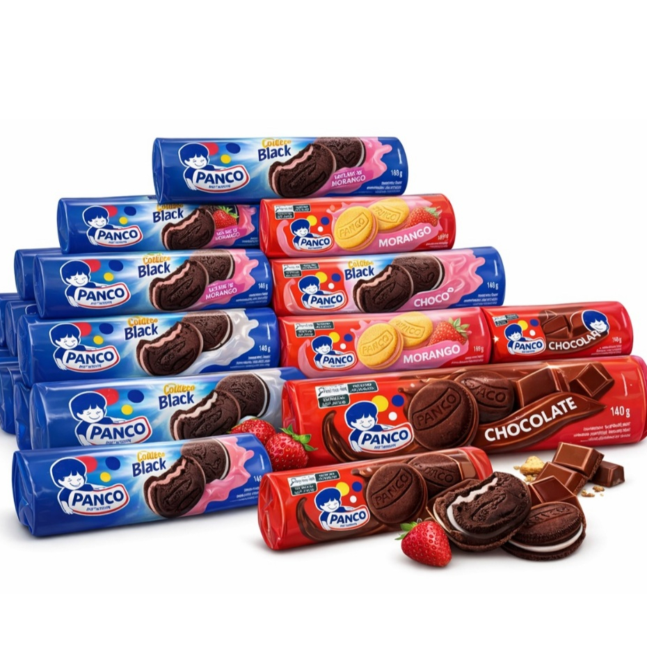 Kit C/10 Pacotes Biscoitos Recheados Panco Sortidos