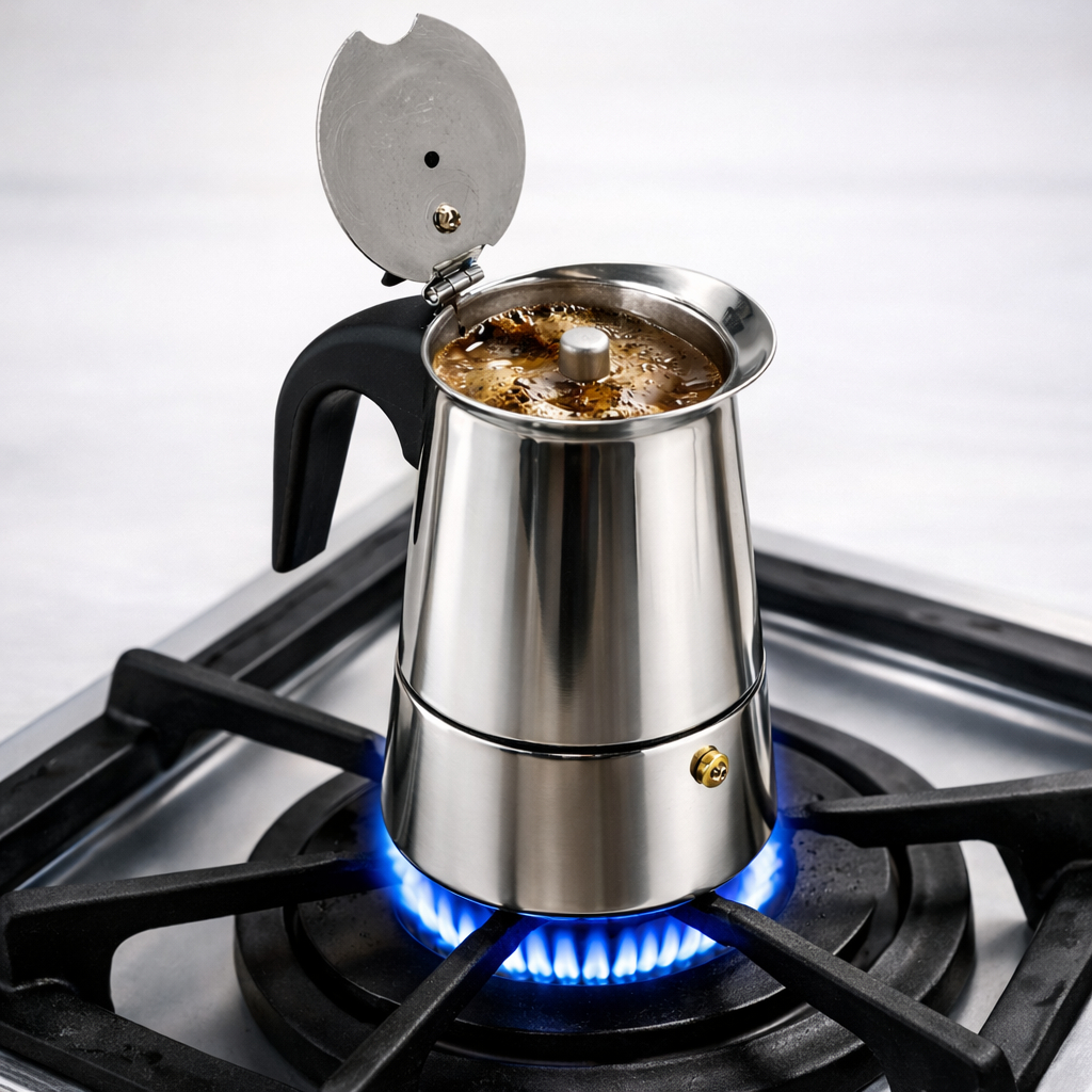 ​Cafeteira Italiana Inox Express Espresso Italiana Manual 4 6 Xícaras Bico Antivazamento Para Fogão
