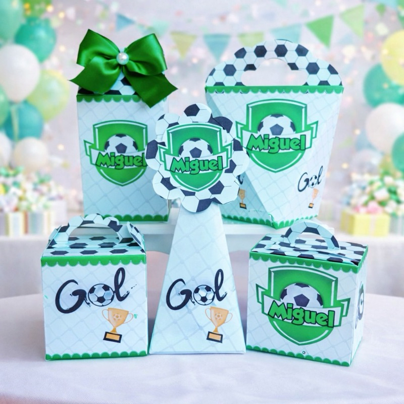 Kit Futebol 50 Caixas Personalizadas Lembrancinhas Festa Infantil Caixinhas Milk Aniversário Pegue e Monte