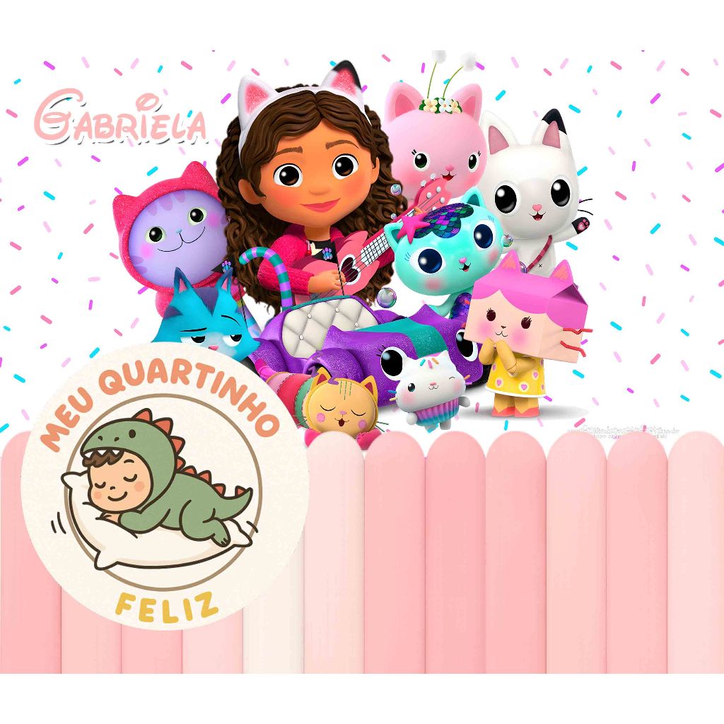 Papel de Parede Gabby's Dollhouse Netflix Casa de Brinquedo da Gabby