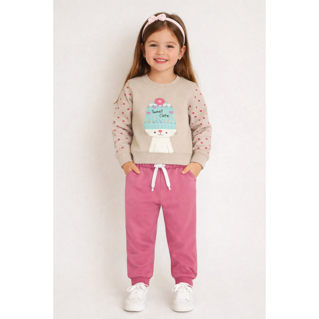 Conjunto Infantil Moletom Menina - quentinho inverno 1, 2 3 sortido