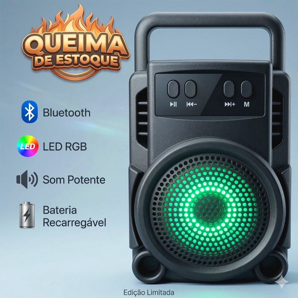 PROMOÇÃO Mini Caixa de Som Bluetooth Potente GTS-1360 3" Portátil com LED Colorido Portátil em Oferta na Shopee