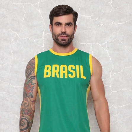 Regata Brasil Masculina Camisa Torcida Seleção Brasileira Copa Do Mundo Promoção