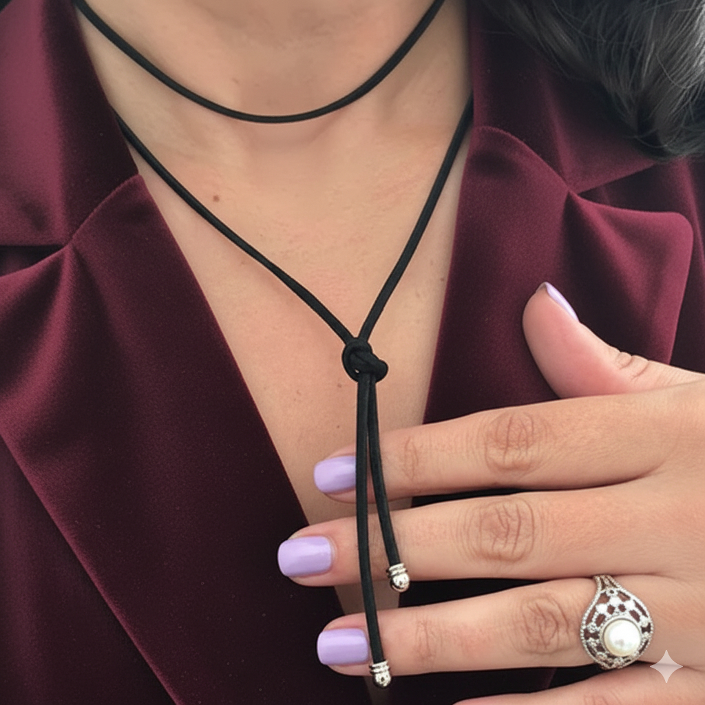 Cordão Regulável Camurça Boho Luxo Patricinha Ponteira Colar Chocker Estiloso Casual Rodeio Country Burguesinha