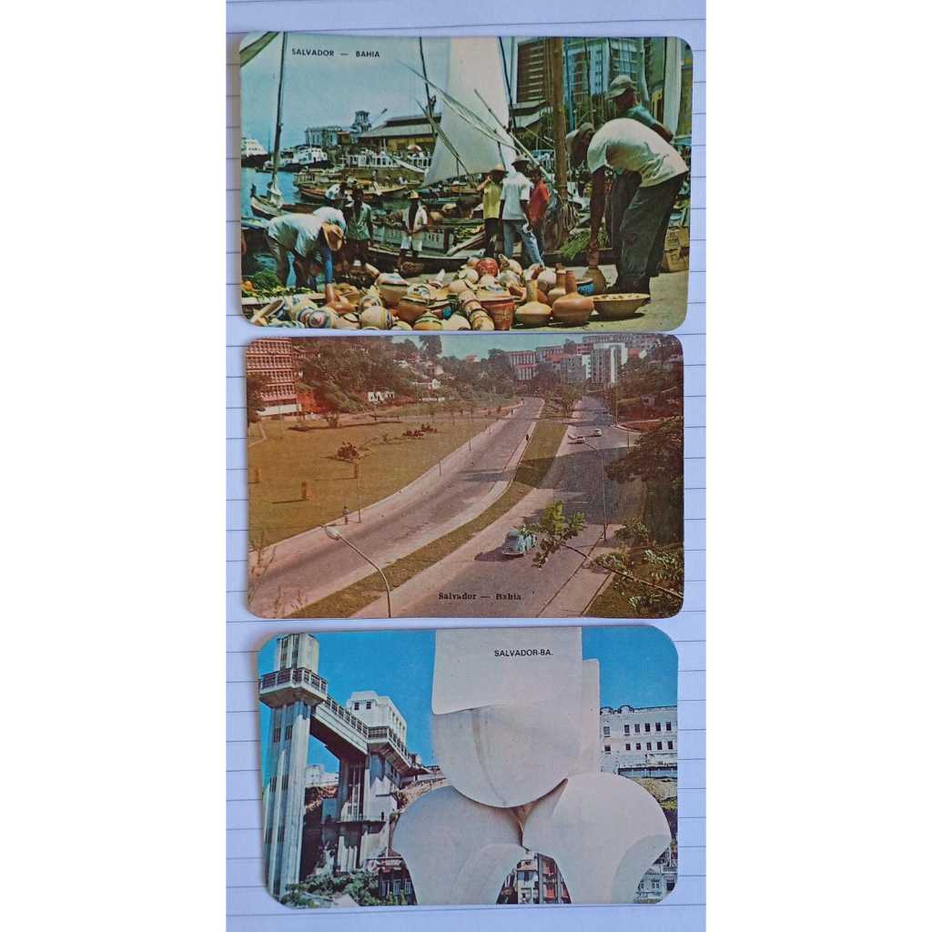 Lote com 3 Cartões Calendário Antigos – Salvador (BA) – Década de 1970 – Publicidade Comercial