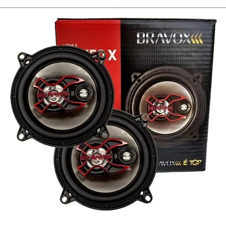 Par Alto Falante Bravox Triaxial De Porta B3X 100w Rms Som Preto