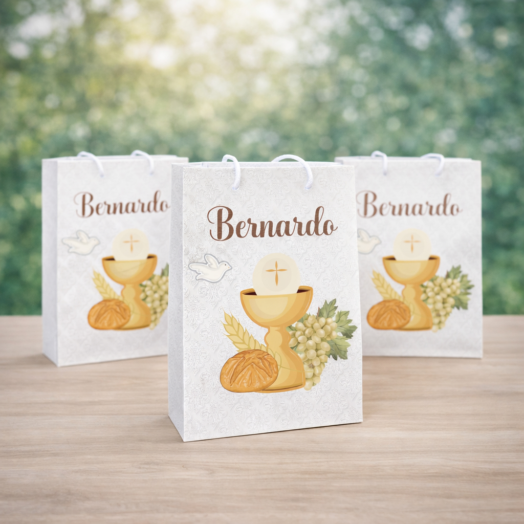 Sacolinha Personalizada Lembrancinha Festa Aniversário Pegue e Monte - Crisma Eucaristia Batizado