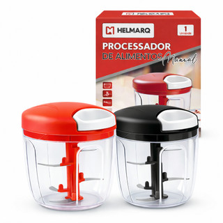 02 Processador Manual De Alimentos Grande 5 Lâminas 900ml Triturador de Alimentos Misturador Salada