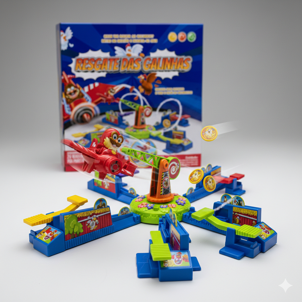 Jogo Infantil 2 a 4 Jogadores Resgate das Galinhas Aero Looping  Brinquedo educativo interativo infa
