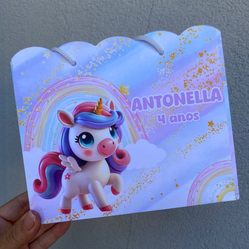 Sacolinha Surpresa Unicórnio, Personalizados Unicórnio Rosa, Mimo Unicórnio Lilás