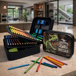 Estojo Box Organizador para escola Grande e Divisórias c/52 espaços Dinossauro em Oferta na Shopee