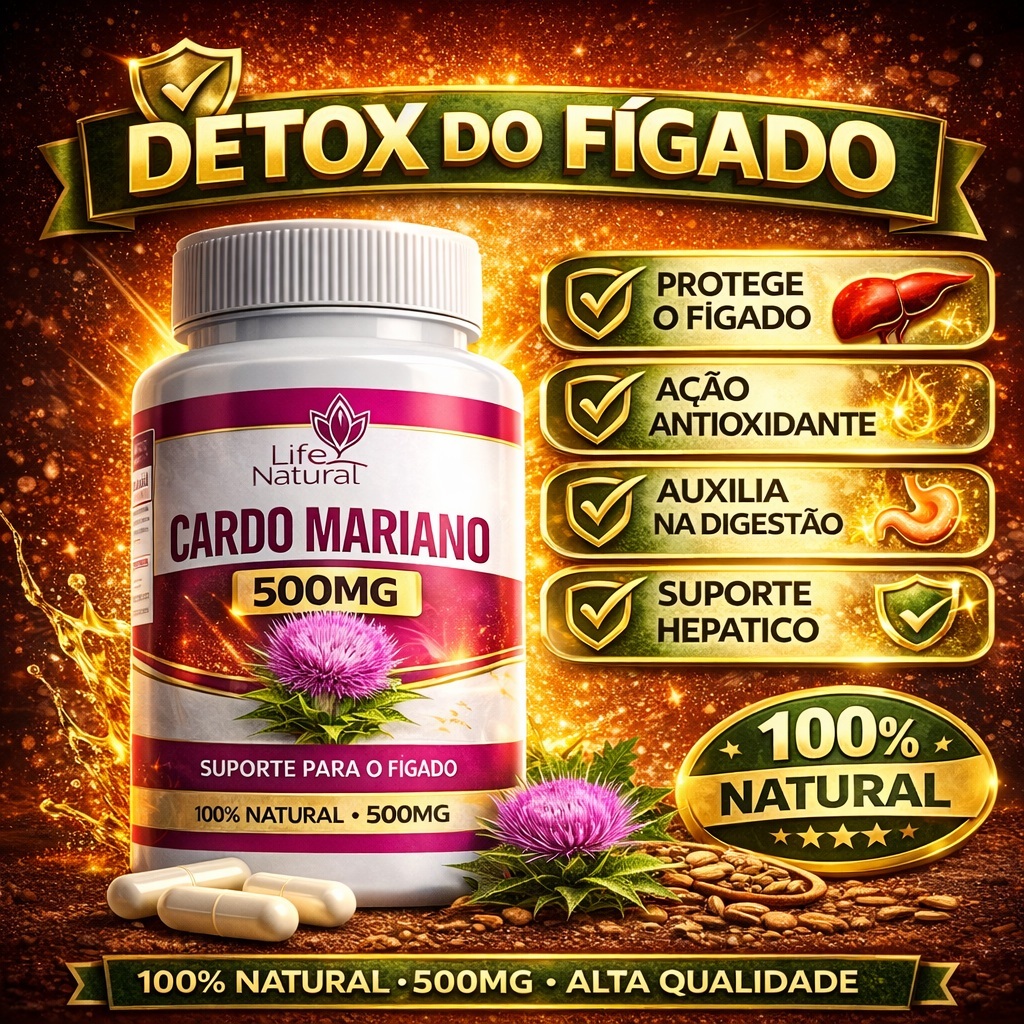 Cardo Mariano 500mg 120 Cápsulas | Suporte ao Fígado Detox Natural Antioxidante