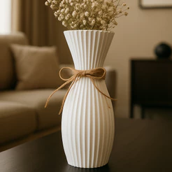 Vaso Decorativo Branco Canelado Luxo Moderno Minimalista 3D para Sala Mesa Centro Aparador Decoração Elegante Casa