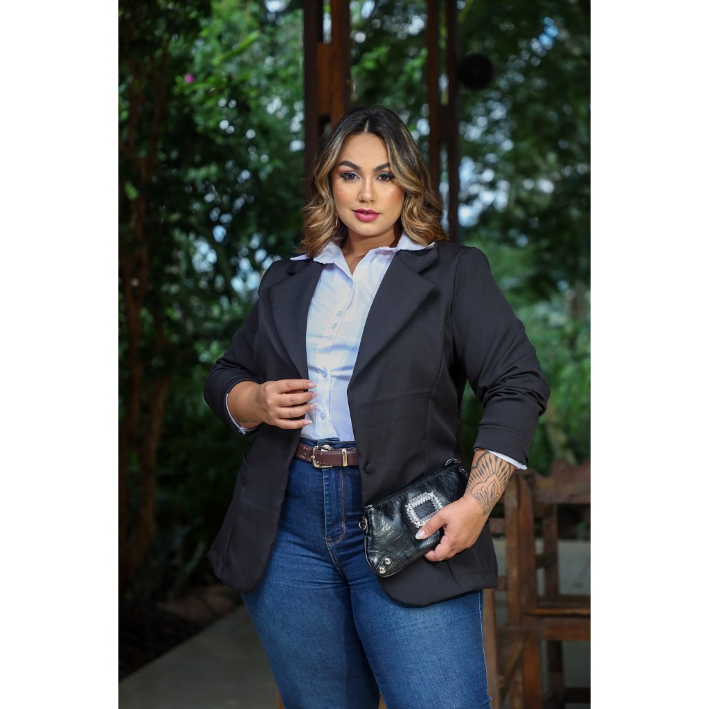 BLAZER MAX PLUS SIZE SOCIAL FEMININO ALFAIATARIA ACINTURADO