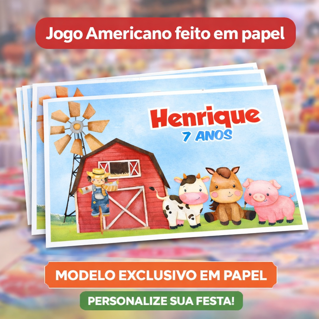 Detalhes do Jogo Americano Personalizado para Festa Infantil - Vários temas -Festa infantil - Sousplat festa infantil