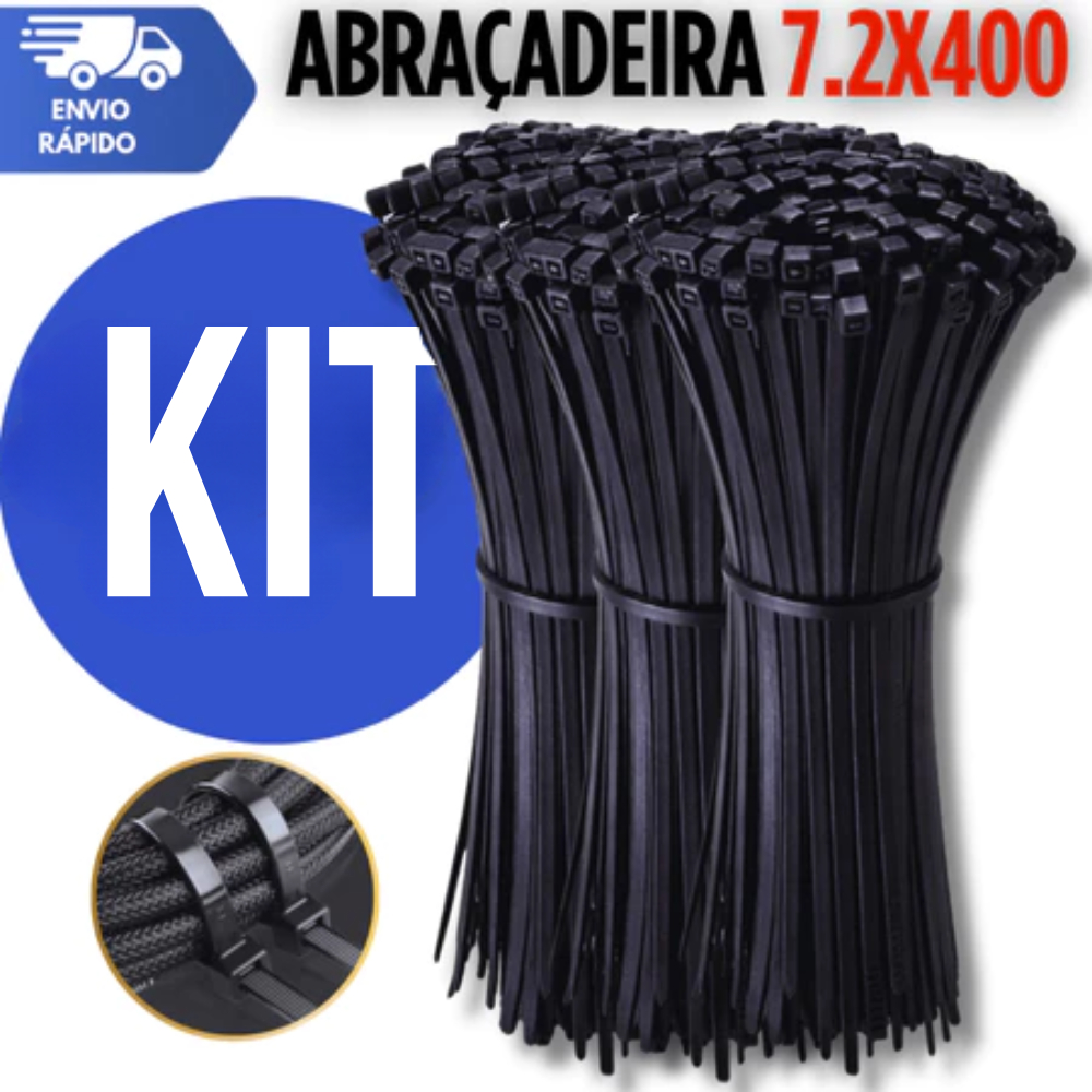 Abraçadeira Nylon Enforca Gato 40cm 7,2mm Cintas Plásticas Fita Hellermann Preta Multiuso