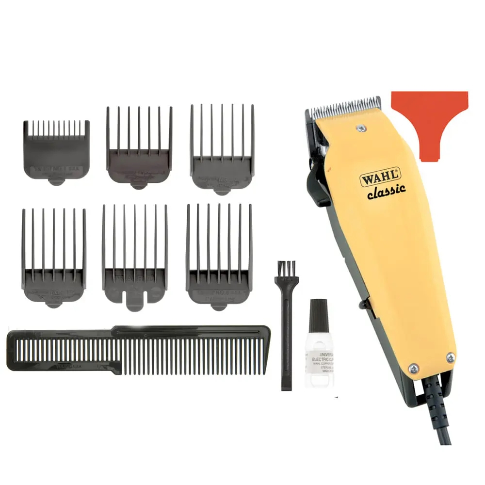 Máquina de Cortar Cabelo Wahl Classic Com Fio, Motor V3000, Lâmina Cromada, 8 Pentes, Ajuste 1 a 2mm