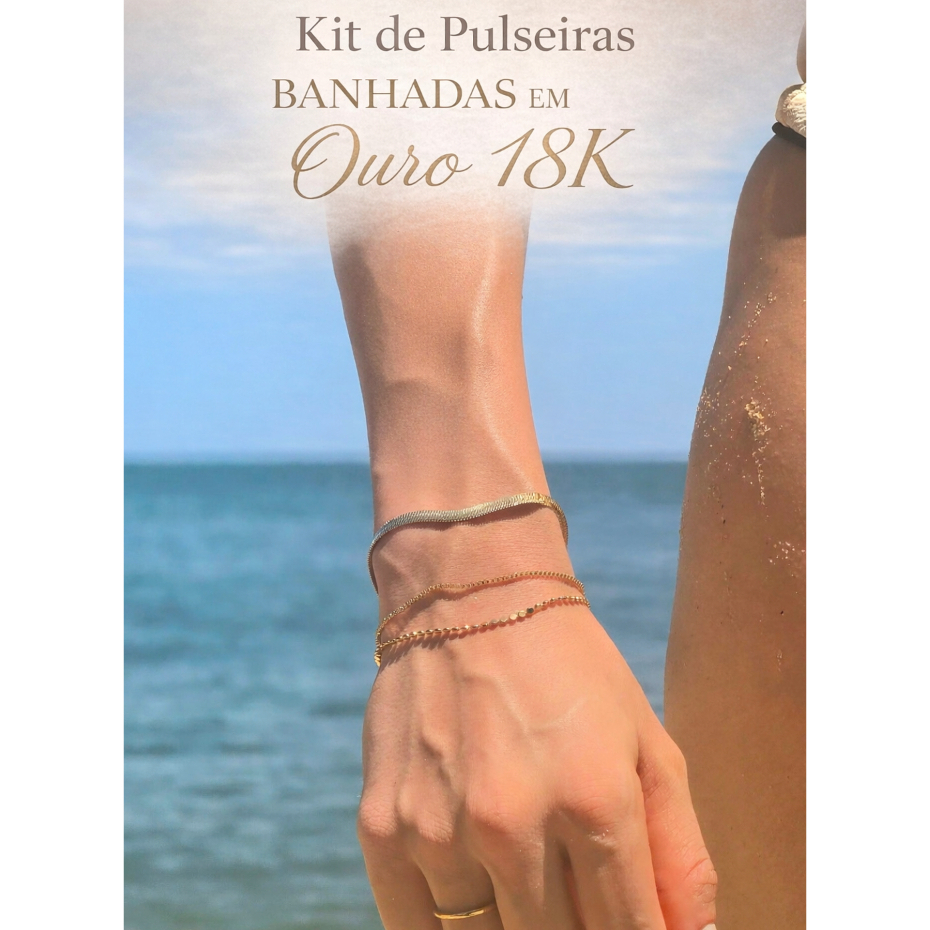 Kit 3 Pulseiras Banhado Ouro 18k Não Escurece Antialérgico Feminina Luxo Delicada Ajustável Garantia em Oferta na Shopee