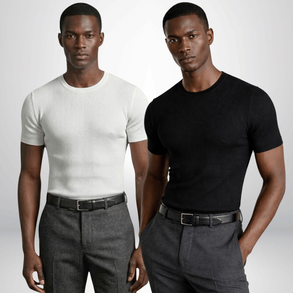 Kit 2 Camisetas Masculinas Canelada Ribana Slim Premium Básica