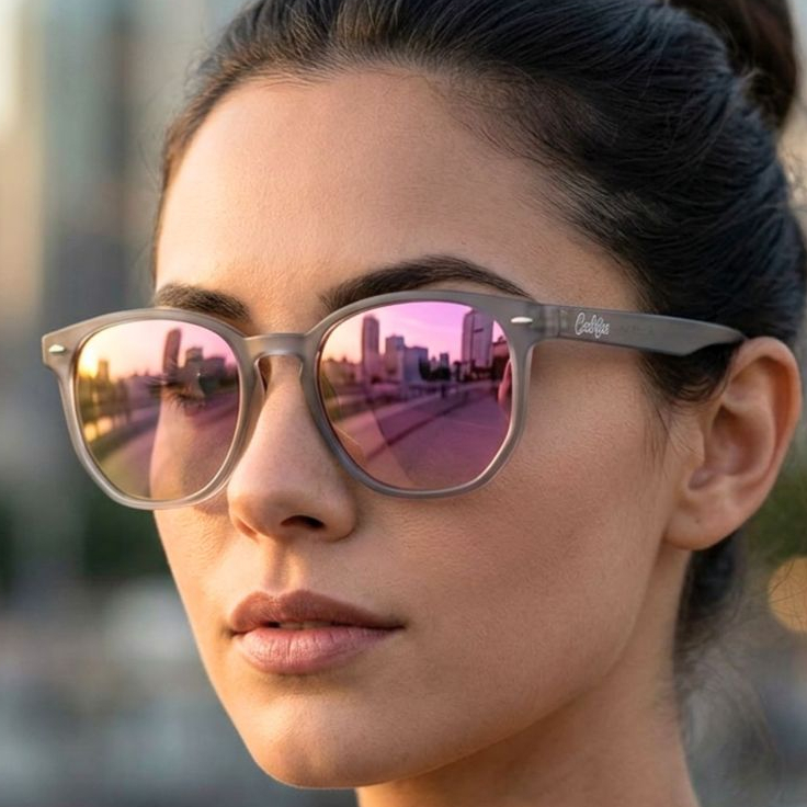 Óculos de Sol Feminino Quadrado Hexagonal Espelhado com Uv400 em Oferta na Shopee