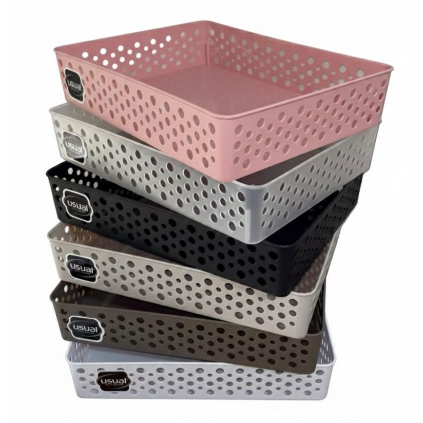 Kit Cestos Organizador Grande Gaveta Caixa Organizadora 34x26x6,5 Multiuso Usual Utilidades