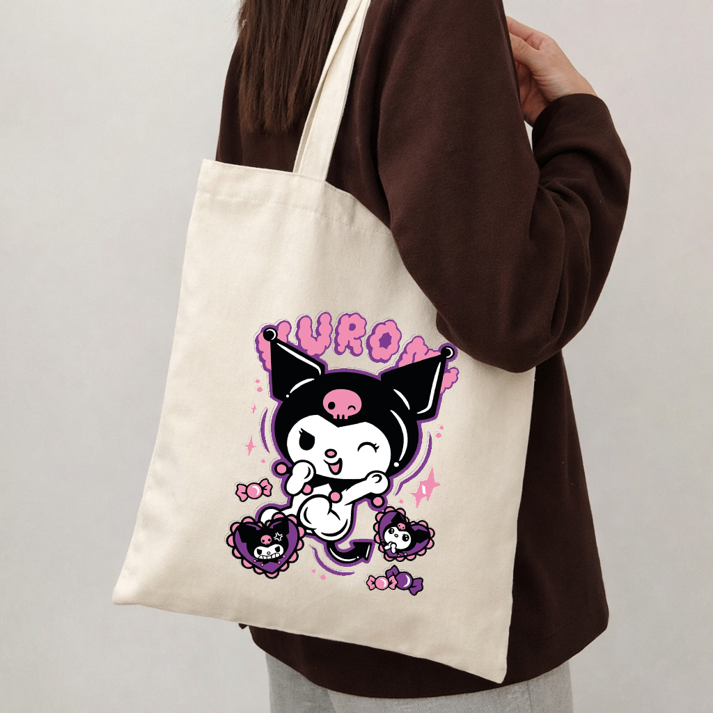 Ecobag Kuromii Bolsa Ecológica Vintage Mochila Algodão Cru Lançamento Tendência