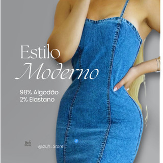 Vestido Jeans Feminino Curto Cintura Marcada Com Elastano Moda Feminina Look Blogueira | Buh Store