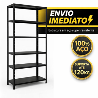 Estante Aço Prateleira Multiuso 6 Nivel Bandeja Reforçada Aço Preto em Oferta na Shopee