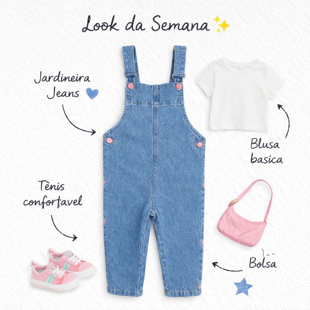 Jardineira Macacão Jeans Infantil Feminina Confortável